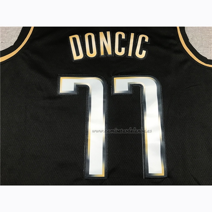 Camiseta Golden Edition Dallas Mavericks Luka Doncic NO 77 2020-21 Negro